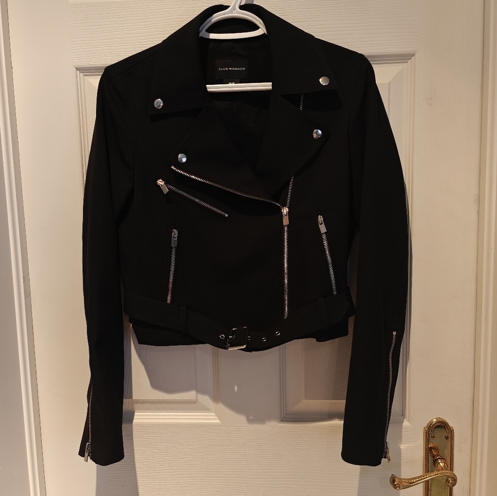 CLUB MONACO LACARRAH MOTO INSPIRED CROPPED JACKET